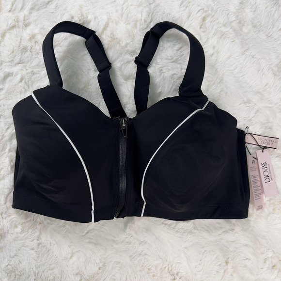 Victoria's Secret VSX Knockout Front Close Sports Bra Black Zip 38DDD NWT - Picture 1 of 8